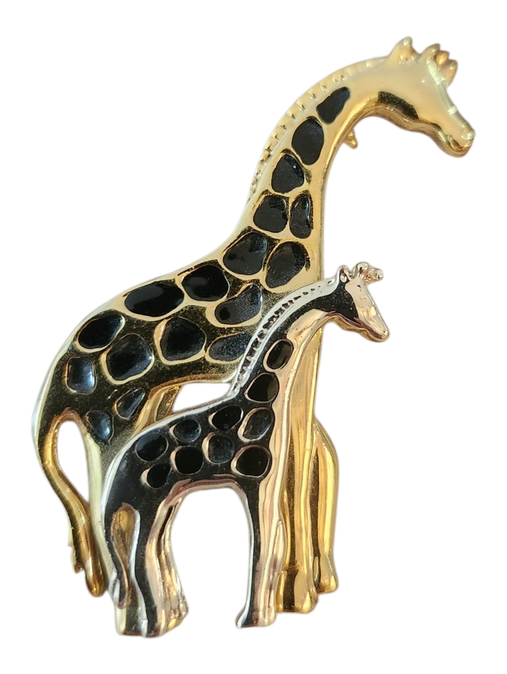 Giraffe Pair Brooch In Gold Tones